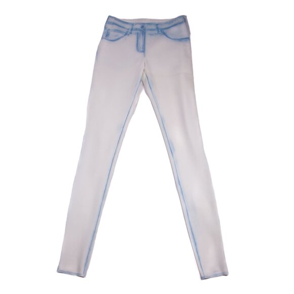 MAISON MARGIELA Trompe L'oeil white blue denim print leggings